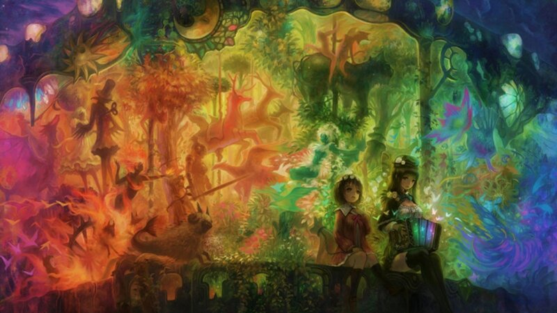 Two girls in a magical forest