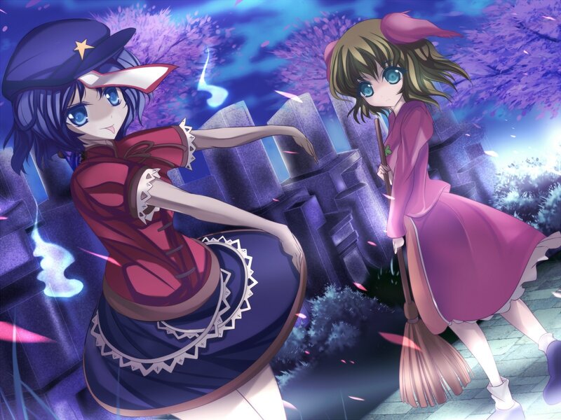 Two girls in a magical garden