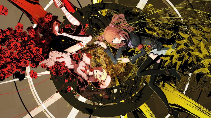 Two girls in a mechanical rose garden