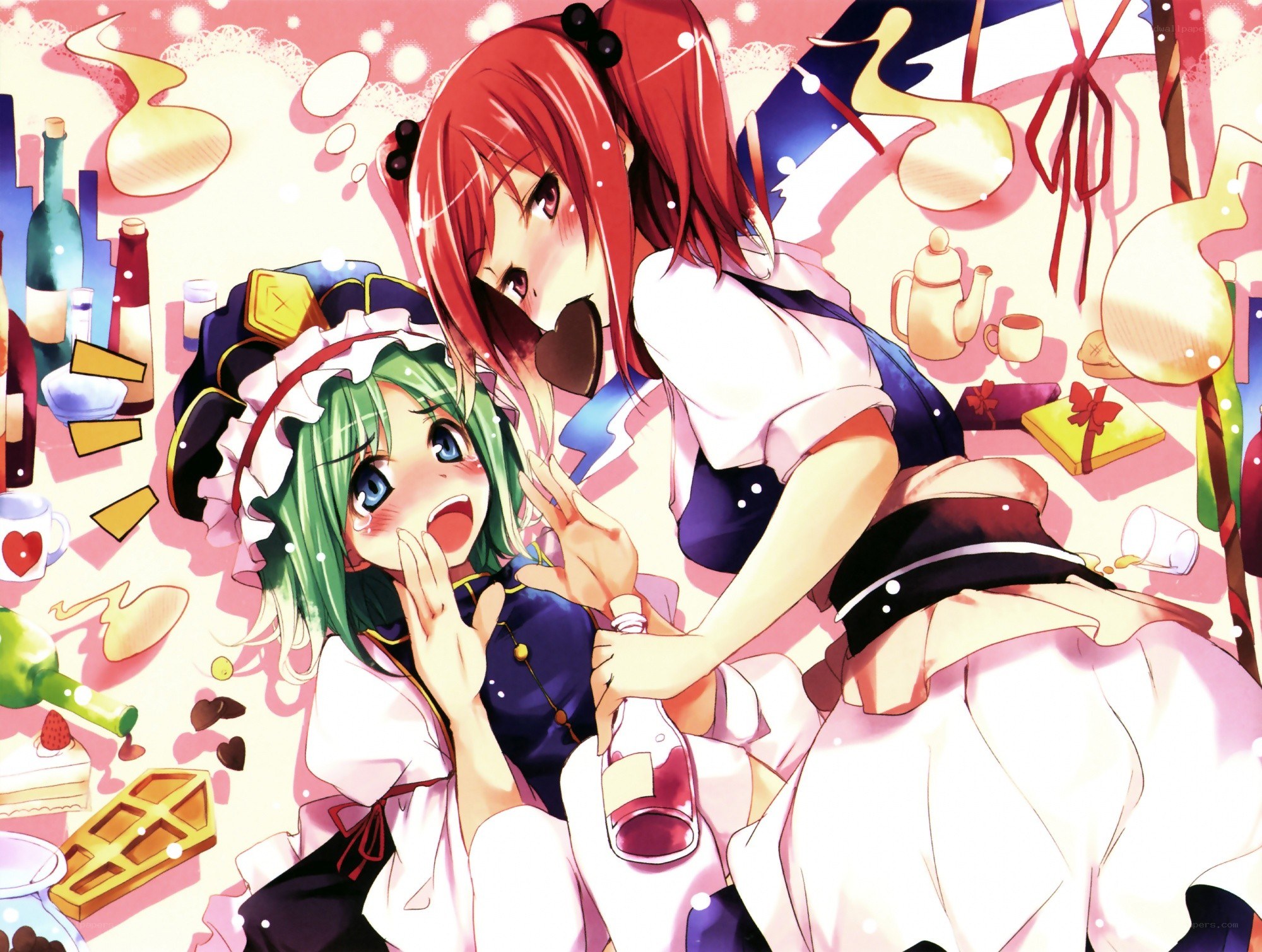 Two girls in a messy room