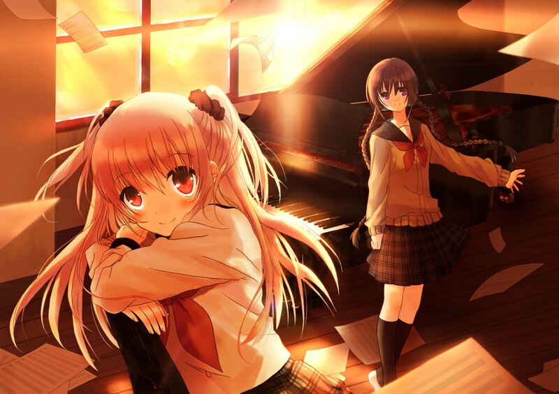 Two girls in a music room