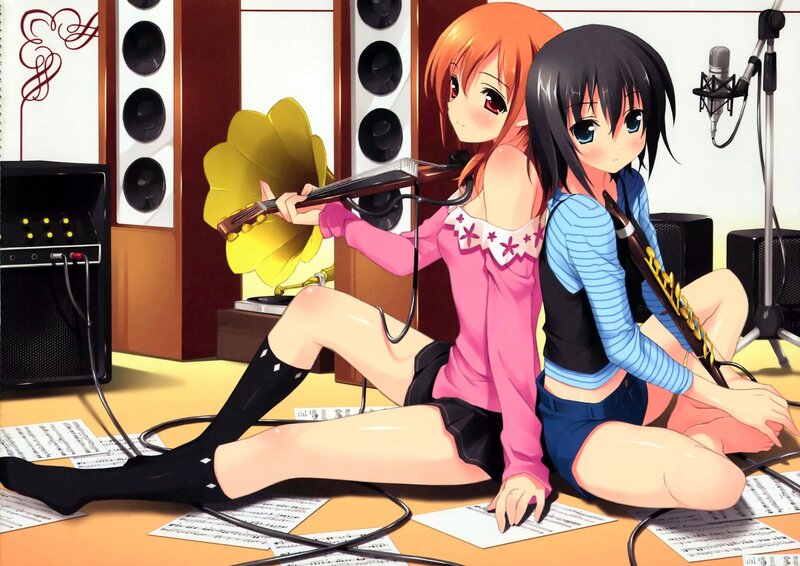 Two girls in a music studio