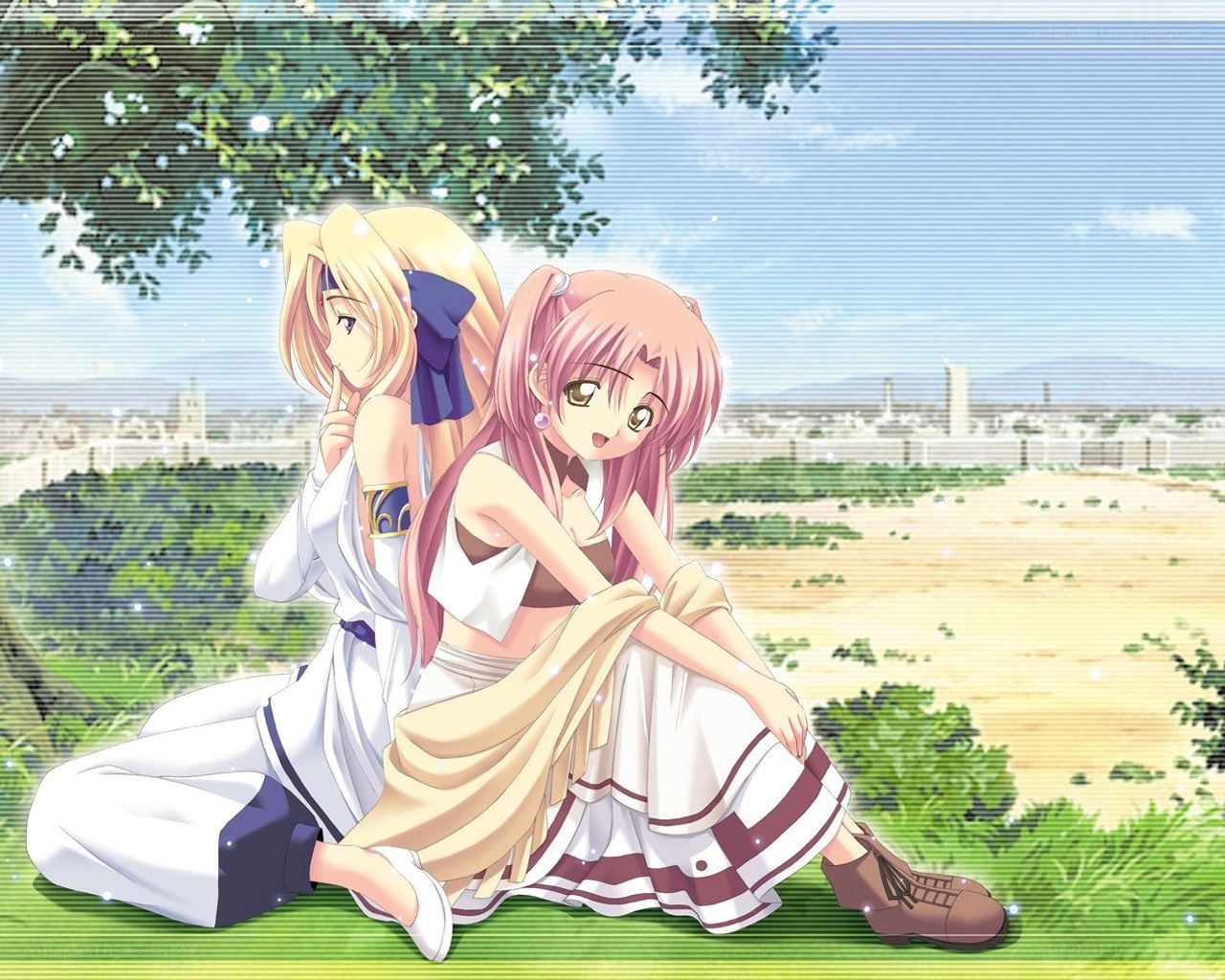 two girls in a park