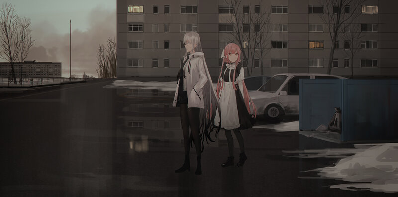 Two Girls in a Parking Lot