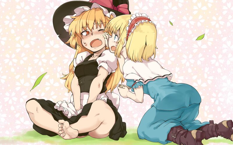Two girls in a playful moment