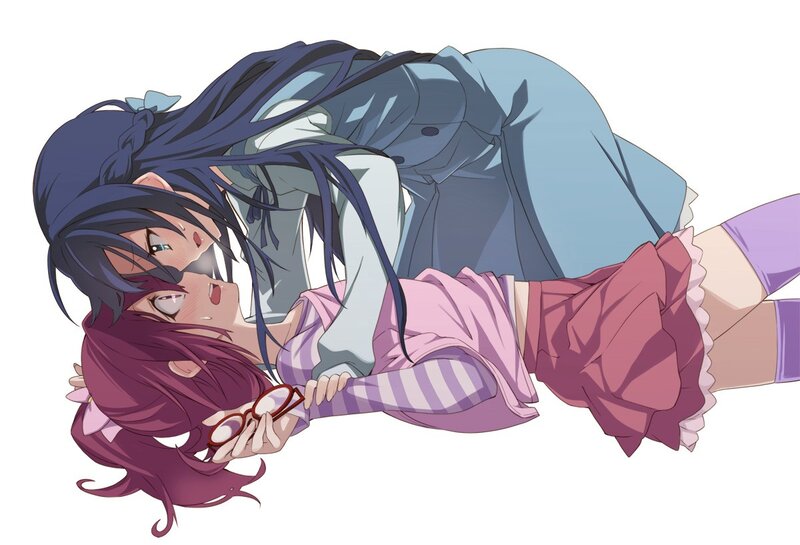 Two girls in a playful struggle