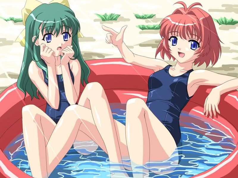 Two girls in a pool