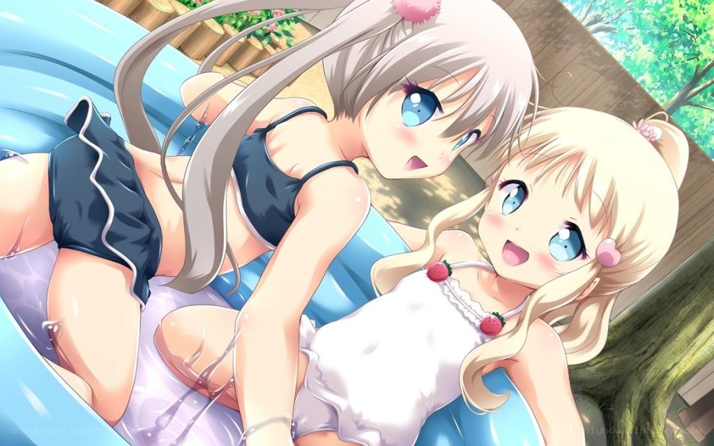 Two girls in a pool