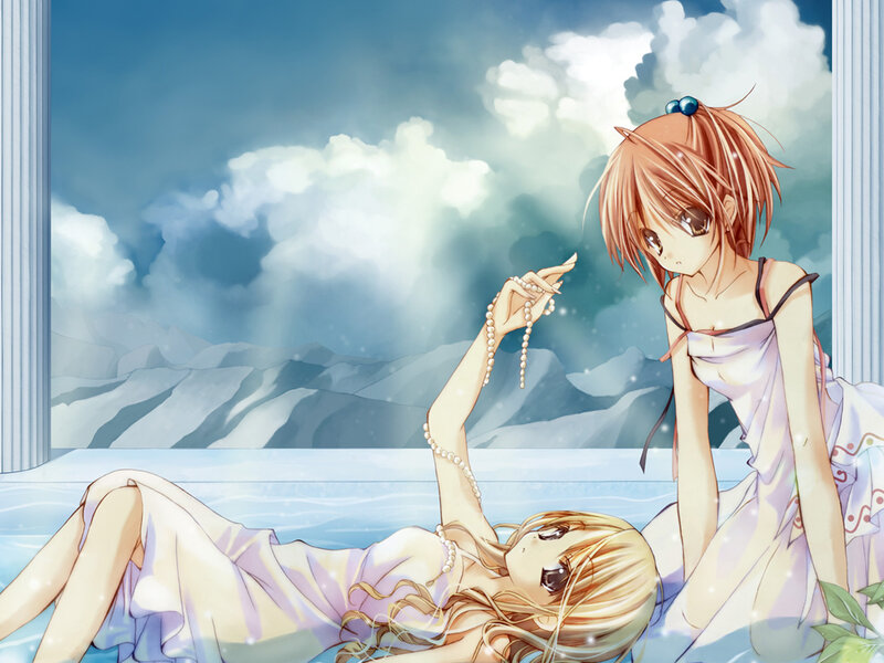 Two Girls in a Pool — Blue