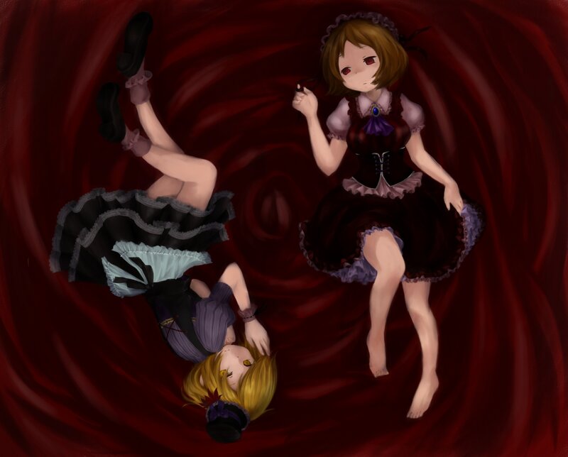 Two girls in a red vortex