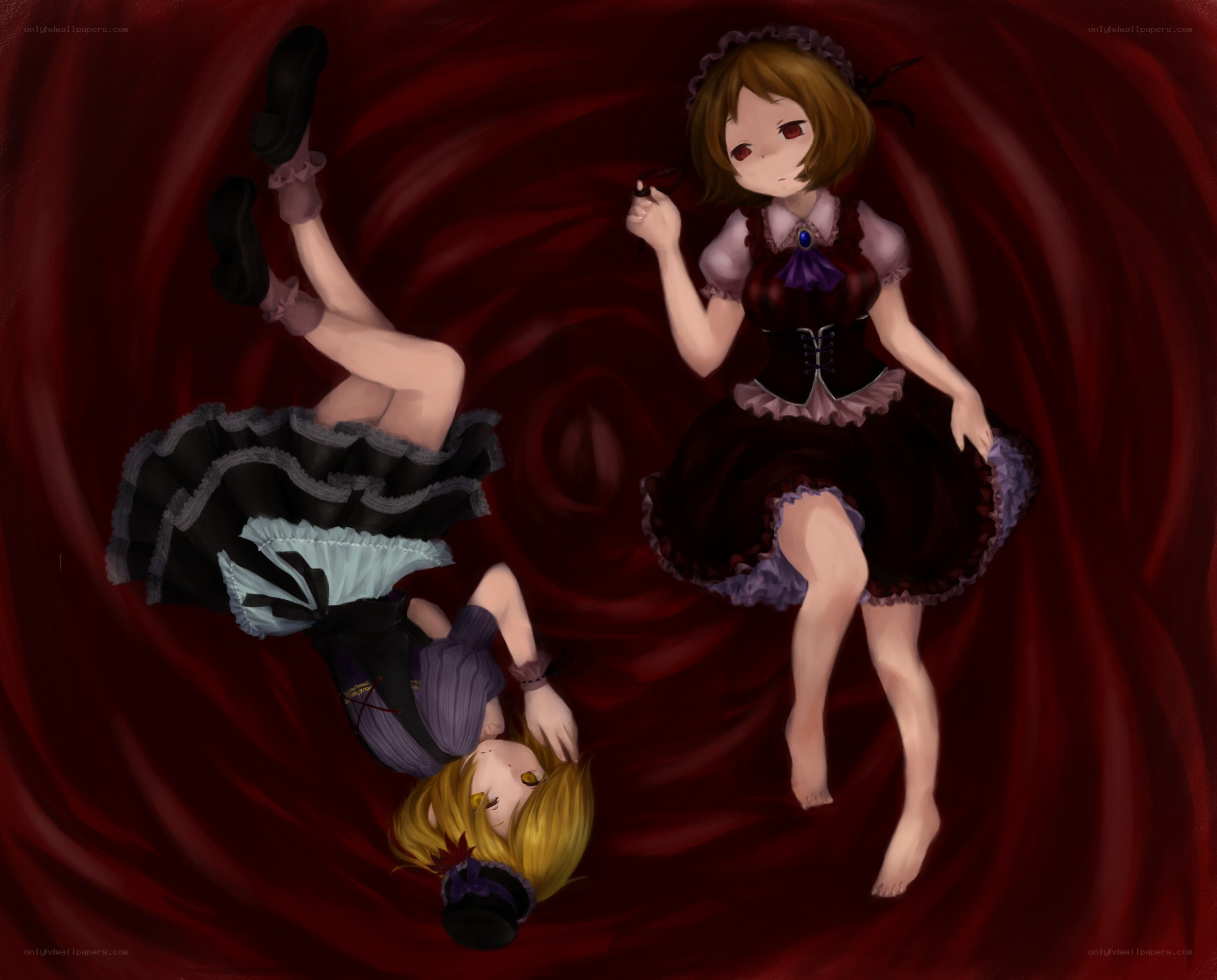 Two girls in a red vortex
