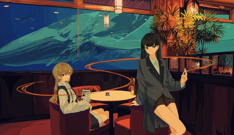 Two Girls in a Restaurant