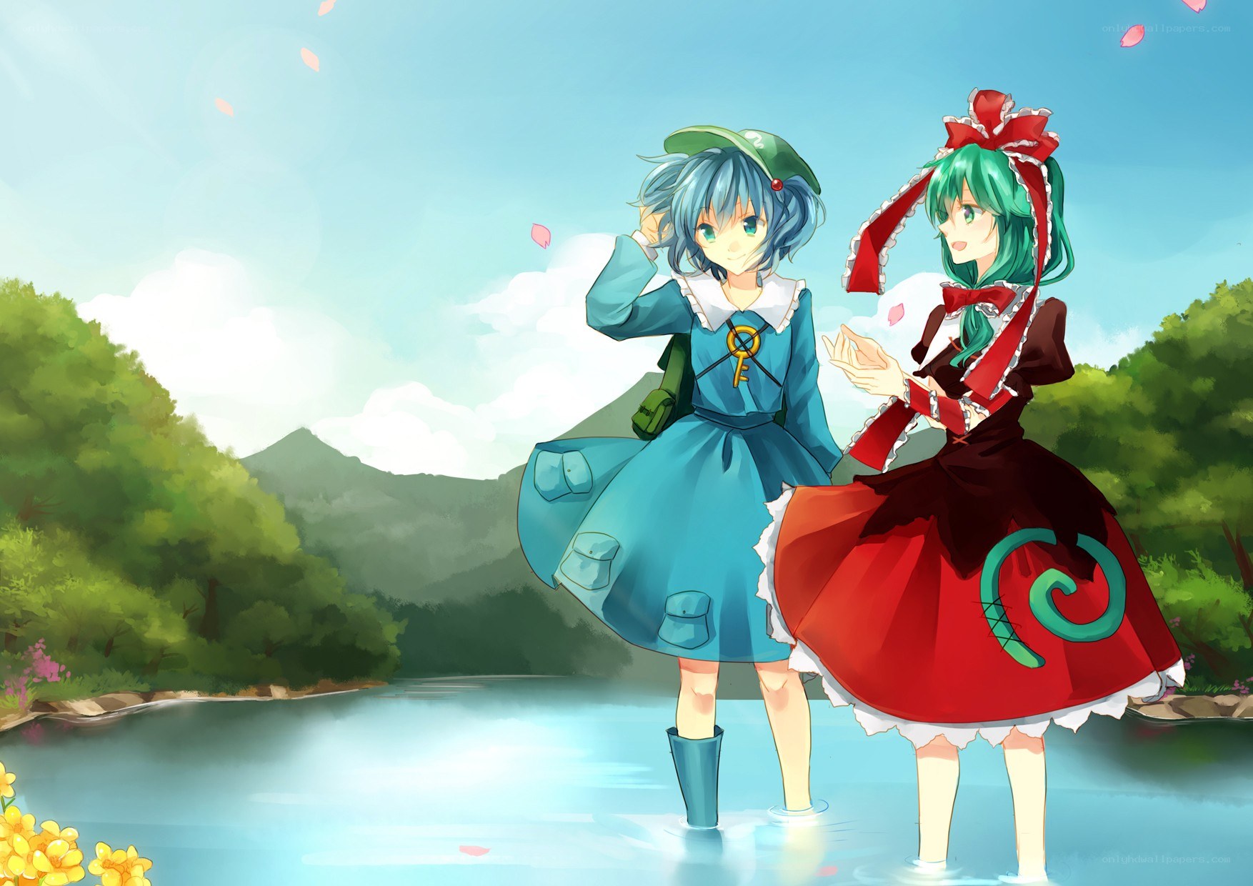 Two girls in a river