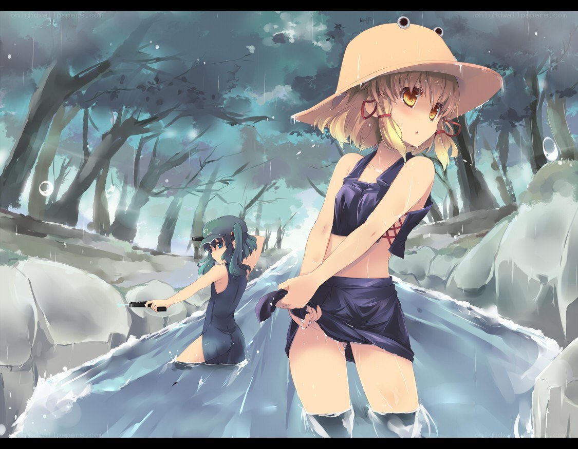 Two girls in a river