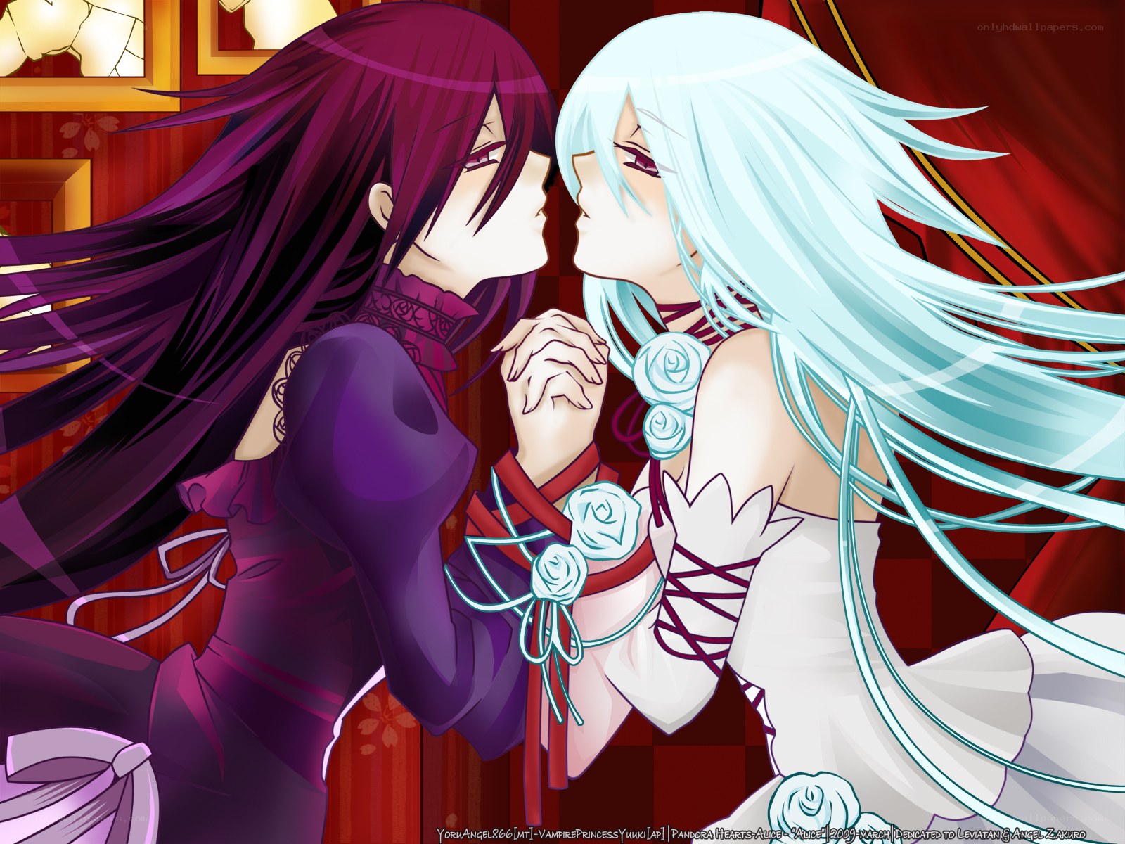 two girls in a romantic embrace