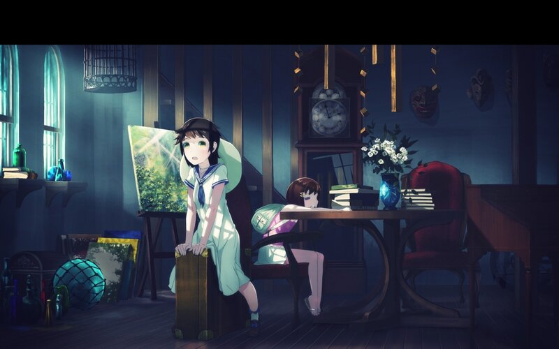 Two Girls in a Room — Blue, Calm, Night
