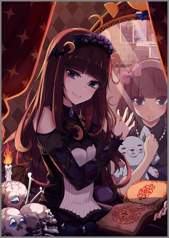 Two Girls in a Room — Purple, Dramatic, Night, Anime
