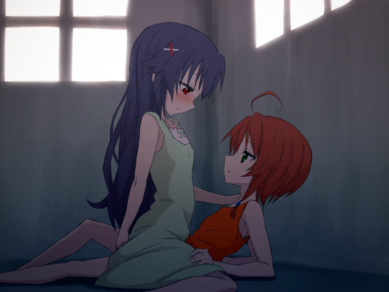 Two Girls in a Room — Purple, Somber