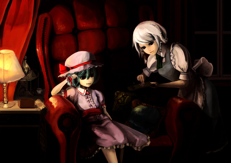 Two Girls in a Room — Red, Dramatic, Night
