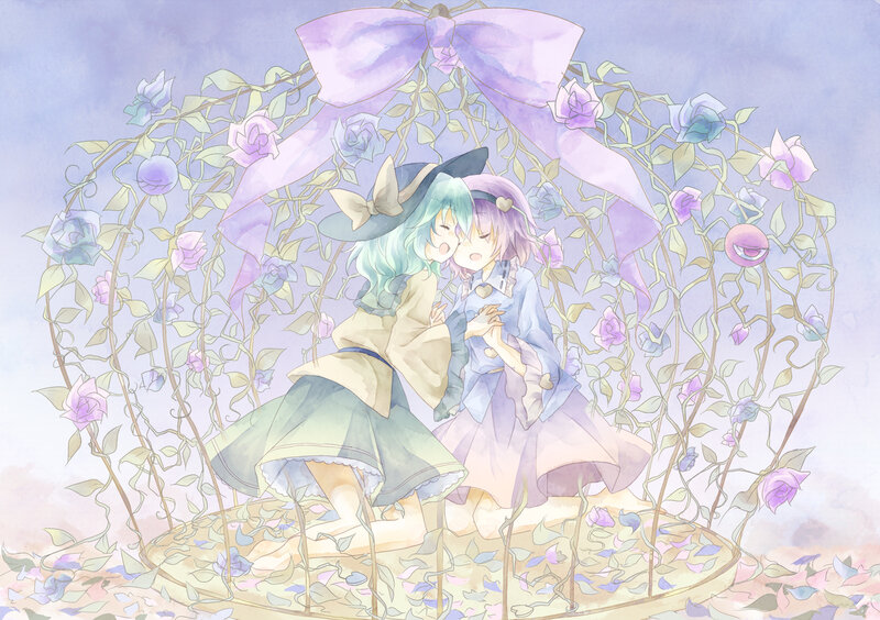 Two Girls in a Rose Arch — Purple
