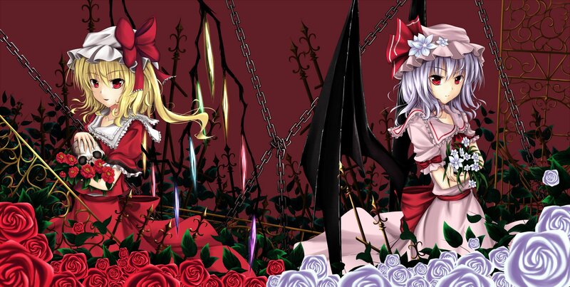 Two girls in a rose garden