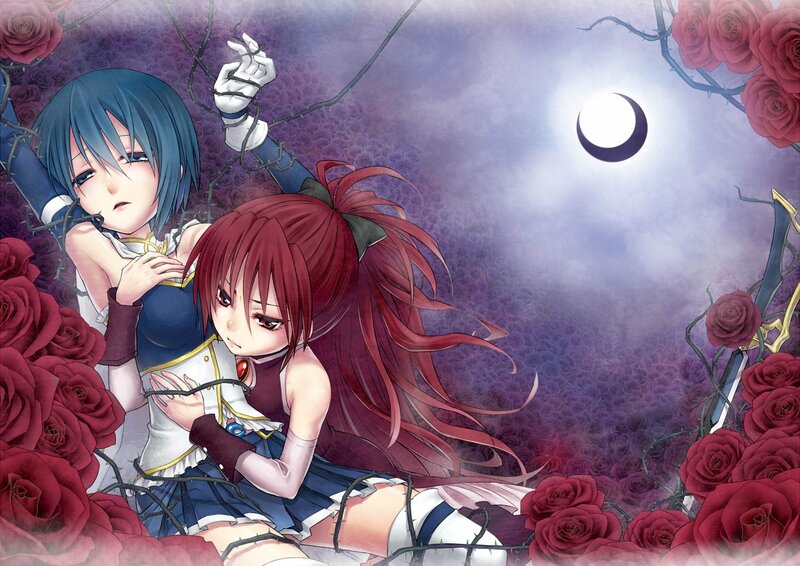 Two girls in a rose garden