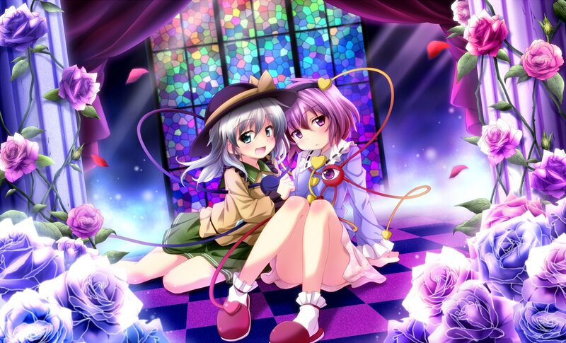 Two girls in a rose garden