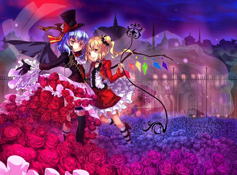Two girls in a rose garden