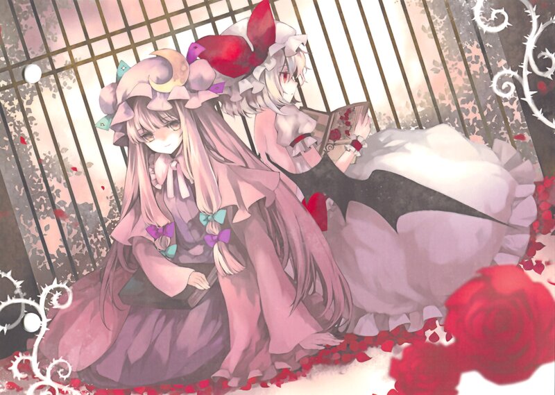 two girls in a rose garden