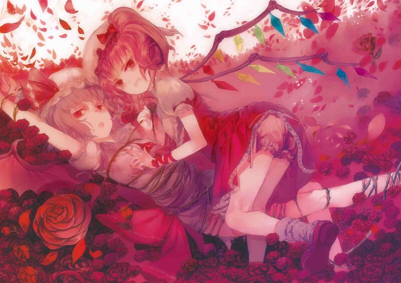 Two girls in a rose garden