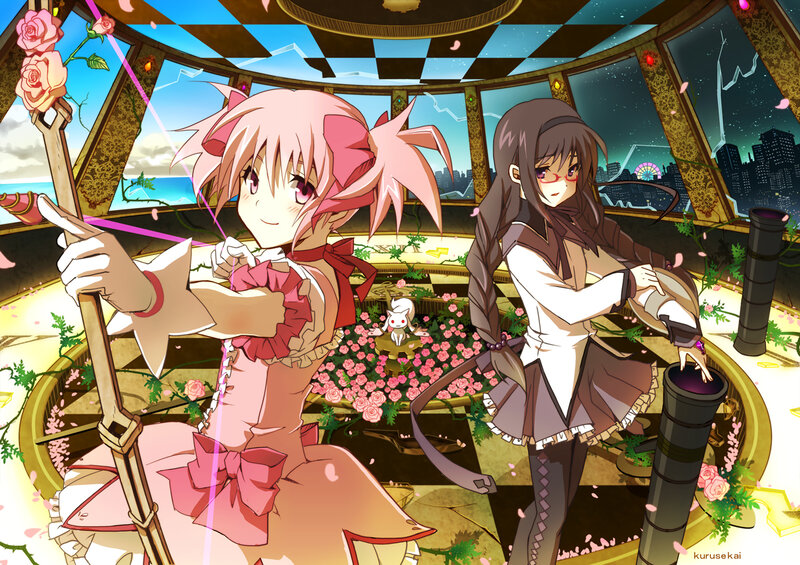 Two girls in a rose garden