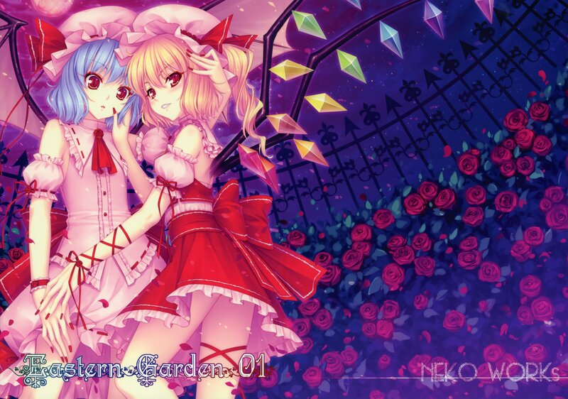Two girls in a rose garden
