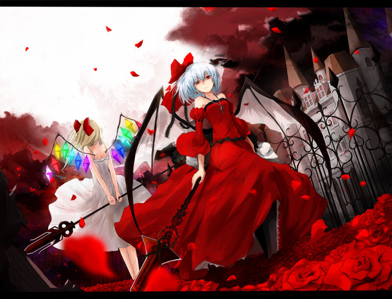 Two Girls in a Rose Garden — Red, Dramatic