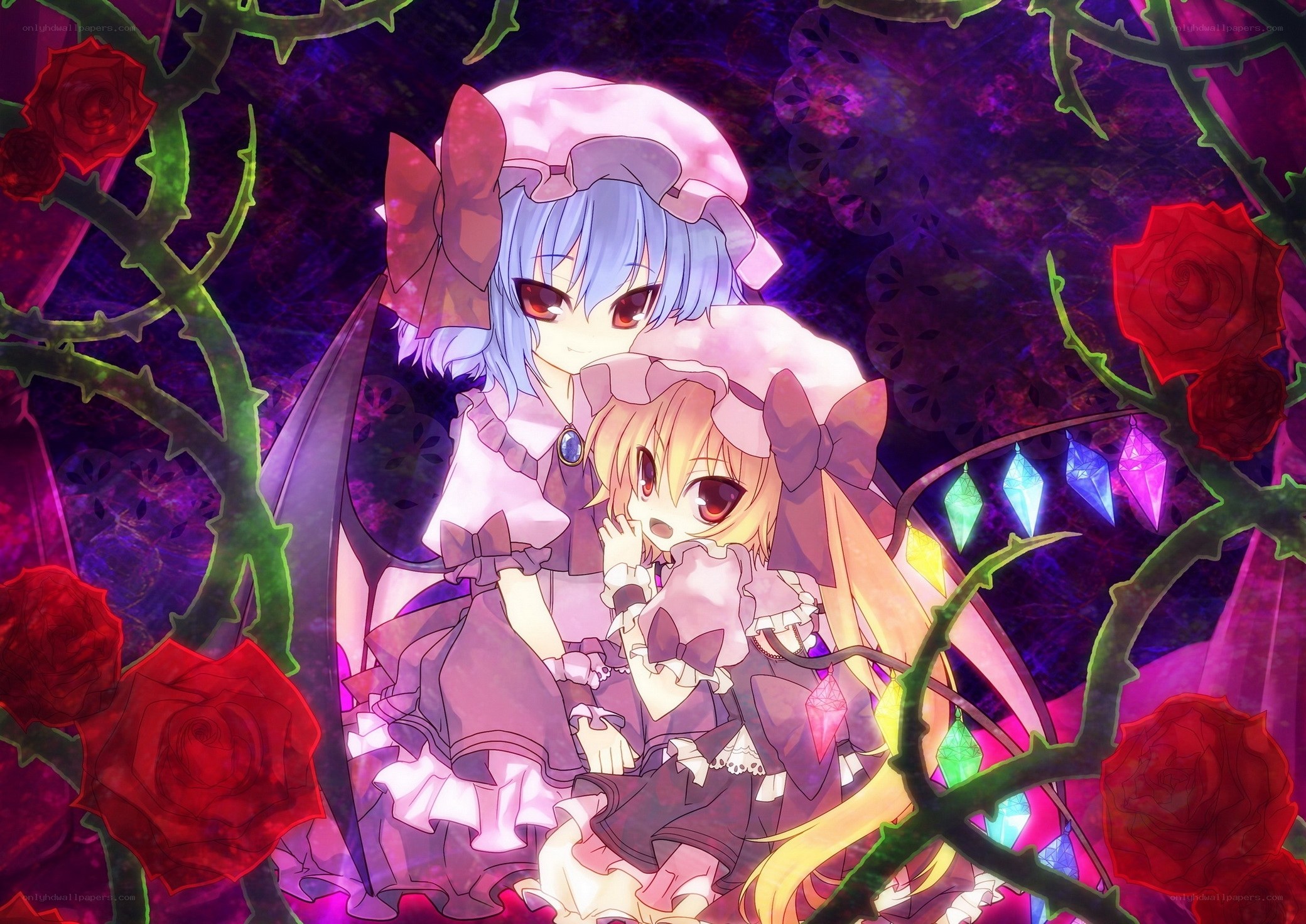 two girls in a rose garden