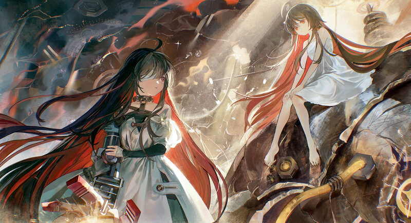 Two Girls in a Ruined Setting