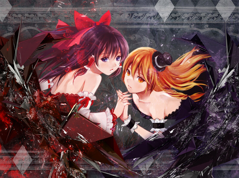 Two girls in a shattered mirror
