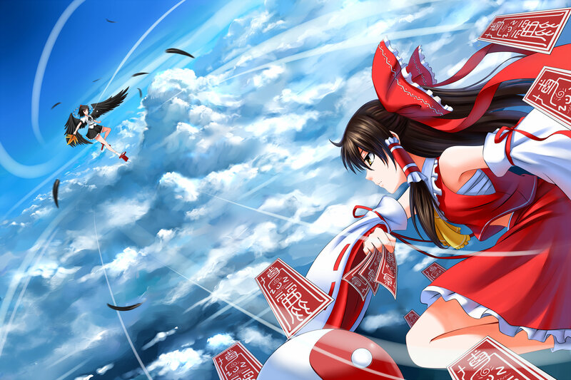 Two girls in a sky battle
