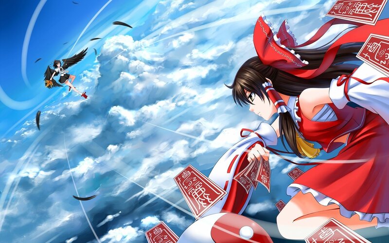 Two girls in a sky battle