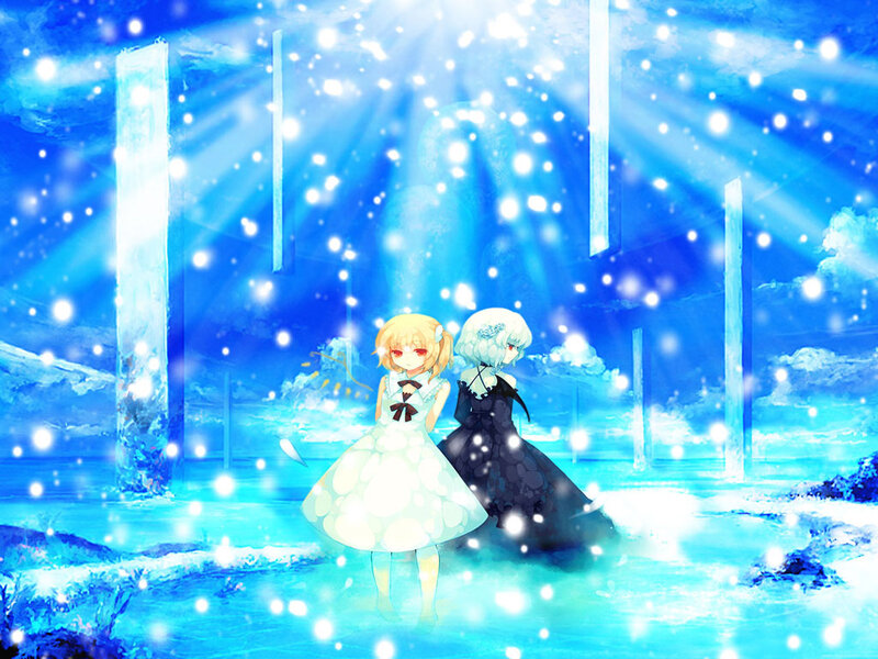 Two Girls in a Snowy Landscape — Blue