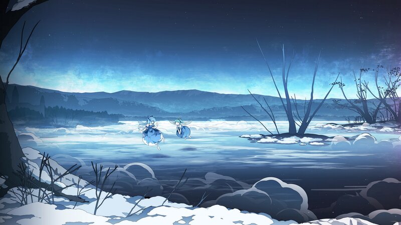 Two girls in a snowy landscape