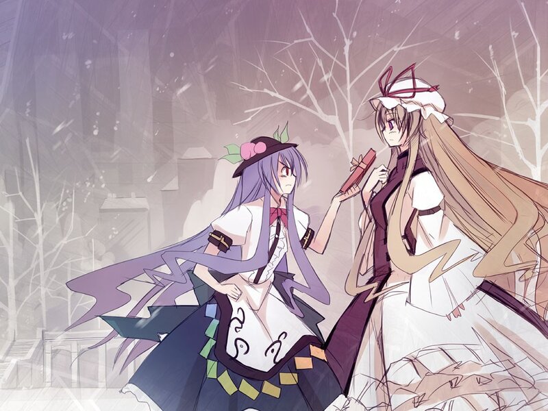 Two girls in a snowy scene