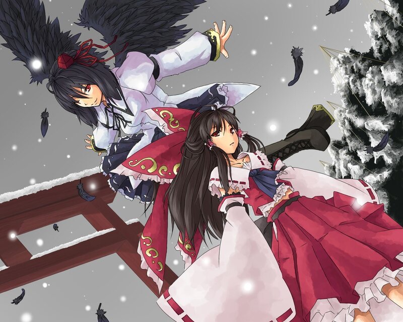 Two girls in a snowy scene