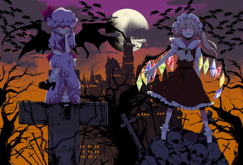 Two girls in a spooky graveyard