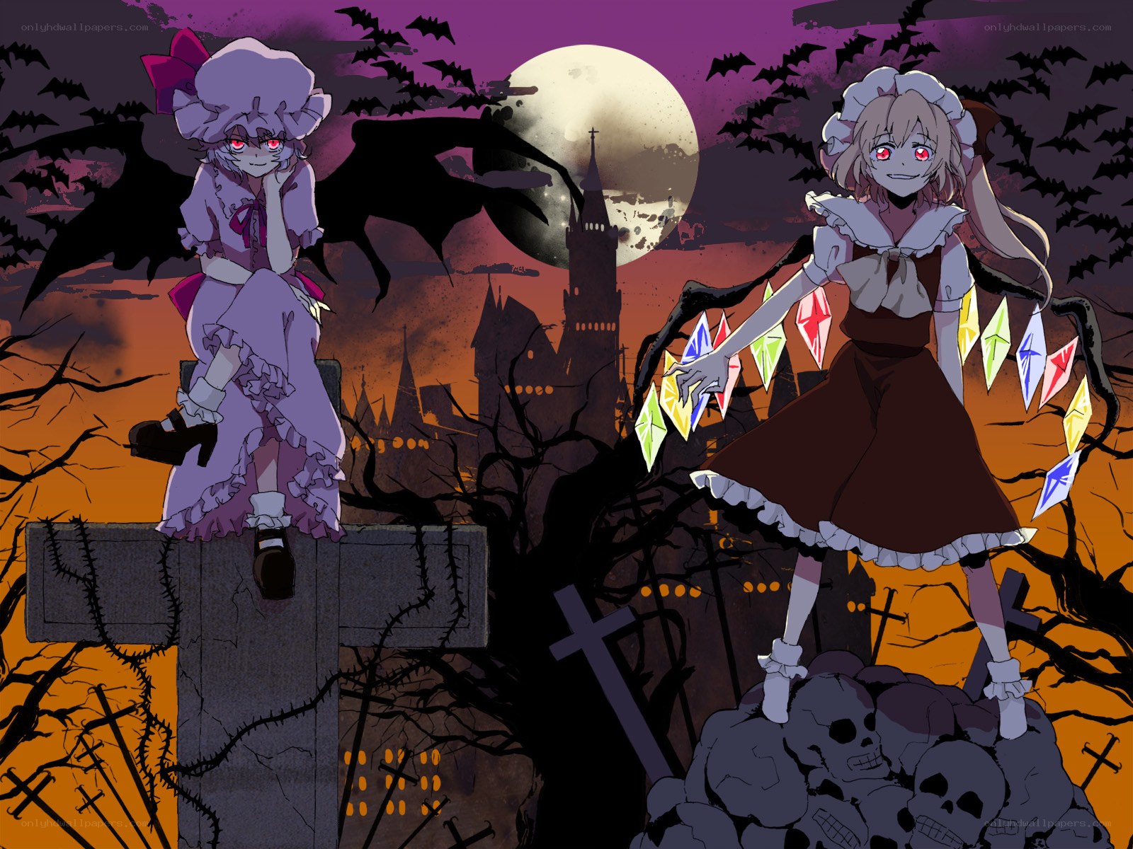 Two girls in a spooky graveyard