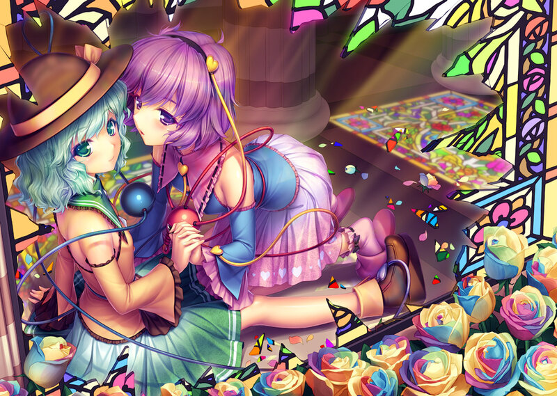 Two Girls in a Stained Glass Room — Purple