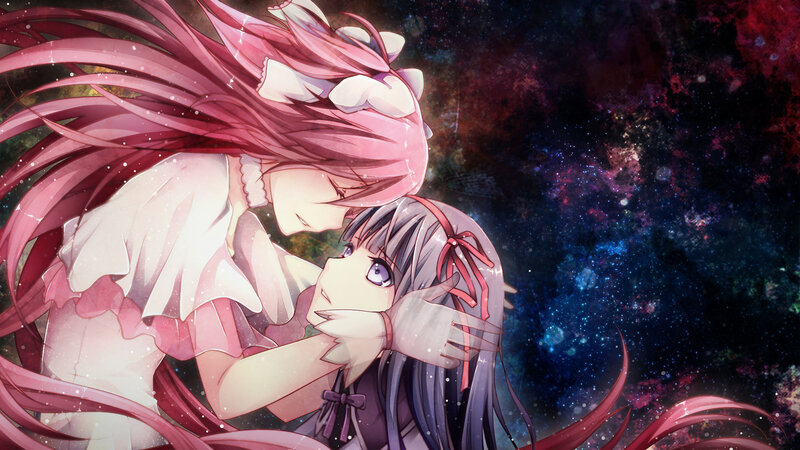 Two girls in a starry embrace