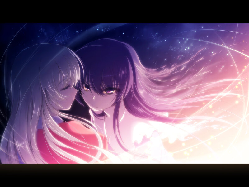 two girls in a starry embrace