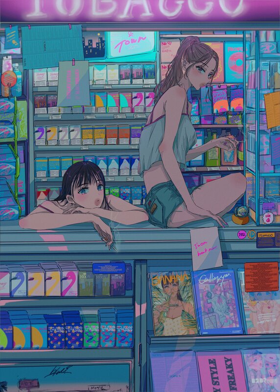 Two Girls in a Store — Pink