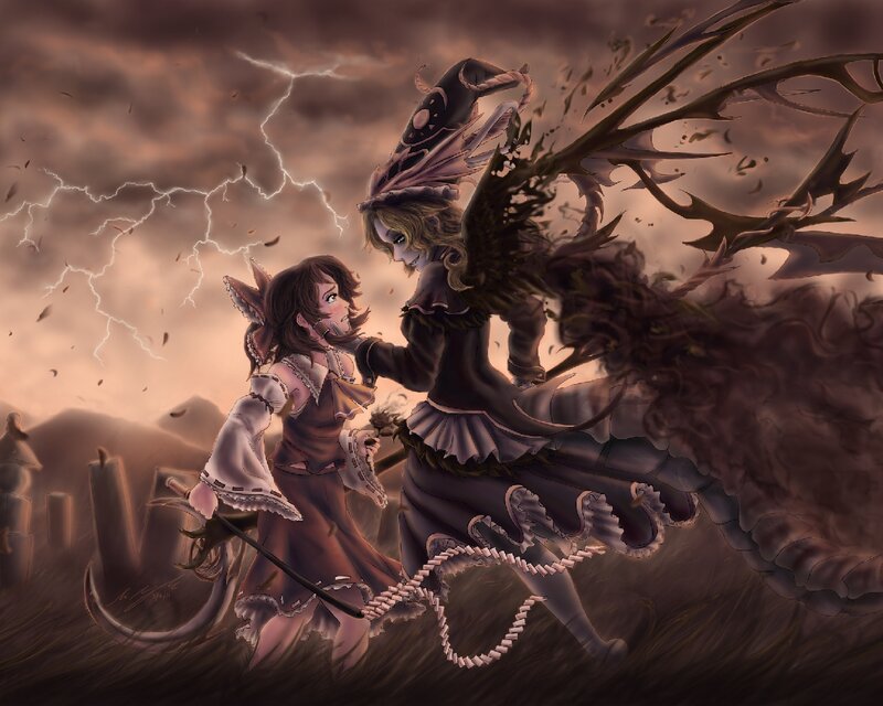 Two Girls in a Storm — Brown, Dramatic, Night