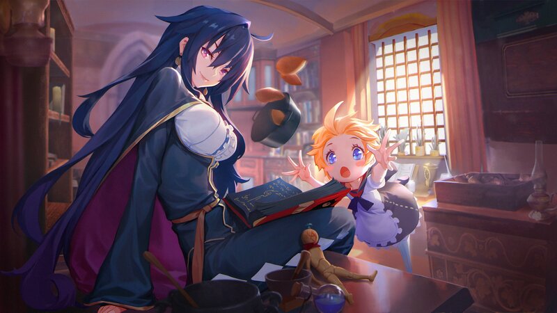 Two Girls in a Study — Blue